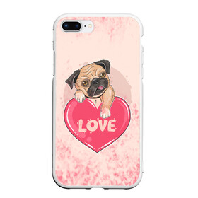 Чехол для iPhone 7Plus/8 Plus матовый с принтом Love Pug (Z) в Тюмени, Силикон | Область печати: задняя сторона чехла, без боковых панелей | dog | doggie | doggy | mops | pug | декоративная собака | друг человека | другу | кинолог | лабрадор | малые молоссоиды | мопс | мопсик | мохнатый | пес | пёсель | пёсик | подарок | подруге | собака | собакен | собаки