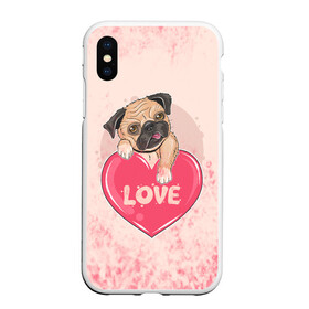 Чехол для iPhone XS Max матовый с принтом Love Pug (Z) в Тюмени, Силикон | Область печати: задняя сторона чехла, без боковых панелей | dog | doggie | doggy | mops | pug | декоративная собака | друг человека | другу | кинолог | лабрадор | малые молоссоиды | мопс | мопсик | мохнатый | пес | пёсель | пёсик | подарок | подруге | собака | собакен | собаки