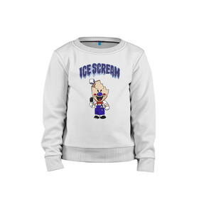 Детский свитшот хлопок с принтом Ice Scream в Тюмени, 100% хлопок | круглый вырез горловины, эластичные манжеты, пояс и воротник | horror | ice scream | neighborhood | аркадный | хоррор