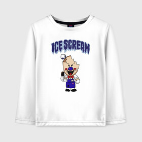 Детский лонгслив хлопок с принтом Ice Scream в Тюмени, 100% хлопок | круглый вырез горловины, полуприлегающий силуэт, длина до линии бедер | Тематика изображения на принте: horror | ice scream | neighborhood | аркадный | хоррор
