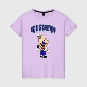 Женская футболка хлопок с принтом Ice Scream в Тюмени, 100% хлопок | прямой крой, круглый вырез горловины, длина до линии бедер, слегка спущенное плечо | horror | ice scream | neighborhood | аркадный | хоррор