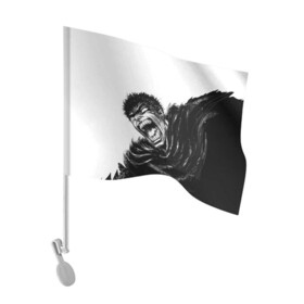 Флаг для автомобиля с принтом Ярость в Тюмени, 100% полиэстер | Размер: 30*21 см | berserk | берсерк | гатс | черный мечник | ярость
