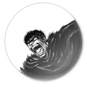 Значок с принтом Ярость в Тюмени,  металл | круглая форма, металлическая застежка в виде булавки | Тематика изображения на принте: berserk | берсерк | гатс | черный мечник | ярость