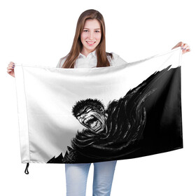 Флаг 3D с принтом Ярость в Тюмени, 100% полиэстер | плотность ткани — 95 г/м2, размер — 67 х 109 см. Принт наносится с одной стороны | berserk | берсерк | гатс | черный мечник | ярость