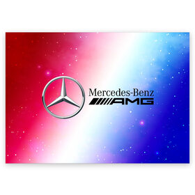 Поздравительная открытка с принтом MERCEDES / МЕРСЕДЕС в Тюмени, 100% бумага | плотность бумаги 280 г/м2, матовая, на обратной стороне линовка и место для марки
 | amg | auto | bens | benz | logo | merc | mercedes | mercedes benz | mersedes | moto | new | star | vthctltc | авто | амг | бенц | звезда | класс | лого | логотип | мерин | мерс | мерседес | мерседес бенц | мото | новый | символ | символы | ьуксуву