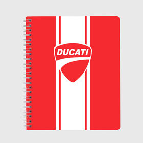 Тетрадь с принтом DUCATI в Тюмени, 100% бумага | 48 листов, плотность листов — 60 г/м2, плотность картонной обложки — 250 г/м2. Листы скреплены сбоку удобной пружинной спиралью. Уголки страниц и обложки скругленные. Цвет линий — светло-серый
 | ducati | moto | дукати | мото | мотоспорт