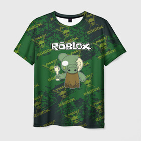 Мужская футболка 3D с принтом Свинка Пигги из Roblox в Тюмени, 100% полиэфир | прямой крой, круглый вырез горловины, длина до линии бедер | pig | piggi | roblox | svinka | игра | пигги