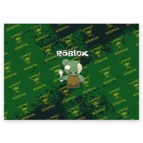Поздравительная открытка с принтом Свинка Пигги из Roblox в Тюмени, 100% бумага | плотность бумаги 280 г/м2, матовая, на обратной стороне линовка и место для марки
 | pig | piggi | roblox | svinka | игра | пигги