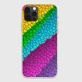 Чехол для iPhone 12 Pro Max с принтом Яркая мозаика в Тюмени, Силикон |  | желтый | зелёный | красный | мозаика | оранжевый | радуга | синий | фиолетовый | цвета | яркие | яркие цвета