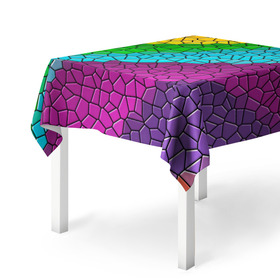 Скатерть 3D с принтом Яркая мозаика в Тюмени, 100% полиэстер (ткань не мнется и не растягивается) | Размер: 150*150 см | желтый | зелёный | красный | мозаика | оранжевый | радуга | синий | фиолетовый | цвета | яркие | яркие цвета