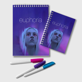 Блокнот с принтом Euphoria в Тюмени, 100% бумага | 48 листов, плотность листов — 60 г/м2, плотность картонной обложки — 250 г/м2. Листы скреплены удобной пружинной спиралью. Цвет линий — светло-серый
 | euphoria | hunter schafer | jules vaughn | rue bennett | zendaya | джулиус | джулс вон | зендайа | зендая | ру беннет | хантер шафер | эйфория