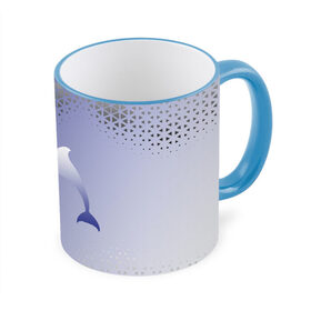 Кружка с принтом Минималистичный дельфин в Тюмени, керамика | ёмкость 330 мл | dolphin | minimalism | sea | дельфин | минимализм | море