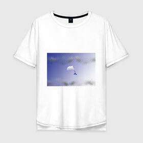 Мужская футболка хлопок Oversize с принтом Минималистичный дельфин в Тюмени, 100% хлопок | свободный крой, круглый ворот, “спинка” длиннее передней части | Тематика изображения на принте: dolphin | minimalism | sea | дельфин | минимализм | море