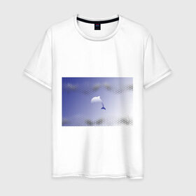 Мужская футболка хлопок с принтом Минималистичный дельфин в Тюмени, 100% хлопок | прямой крой, круглый вырез горловины, длина до линии бедер, слегка спущенное плечо. | dolphin | minimalism | sea | дельфин | минимализм | море