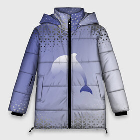 Женская зимняя куртка 3D с принтом Минималистичный дельфин в Тюмени, верх — 100% полиэстер; подкладка — 100% полиэстер; утеплитель — 100% полиэстер | длина ниже бедра, силуэт Оверсайз. Есть воротник-стойка, отстегивающийся капюшон и ветрозащитная планка. 

Боковые карманы с листочкой на кнопках и внутренний карман на молнии | dolphin | minimalism | sea | дельфин | минимализм | море