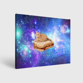 Холст прямоугольный с принтом Кот в космосе в Тюмени, 100% ПВХ |  | cat | cats | space | бутерброд | грозовой кошак | джем | киса | киска | космос | кошак | кошка