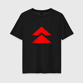 Женская футболка хлопок Oversize с принтом Ghost of Tsushima Red Logo (Z) в Тюмени, 100% хлопок | свободный крой, круглый ворот, спущенный рукав, длина до линии бедер
 | game | ghost of tsushima | jin sakai | samurai | дзин сакай | игра | призрак цусимы | самурай