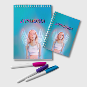 Блокнот с принтом Euphoria в Тюмени, 100% бумага | 48 листов, плотность листов — 60 г/м2, плотность картонной обложки — 250 г/м2. Листы скреплены удобной пружинной спиралью. Цвет линий — светло-серый
 | euphoria | hunter schafer | jules vaughn | rue bennett | zendaya | джулиус | джулс вон | зендайа | зендая | ру беннет | хантер шафер | эйфория