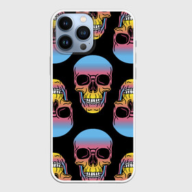 Чехол для iPhone 13 Pro Max с принтом Neon skull в Тюмени,  |  | Тематика изображения на принте: color | grin | jaw | neon | skull | teeth | неон | оскал | пасть | цвет | череп