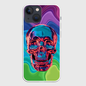 Чехол для iPhone 13 mini с принтом Color skull в Тюмени,  |  | color | jaw | neon | skull | teeth | vanguard | авангард | зубы | неон | пасть | цвет | череп