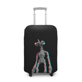 Чехол для чемодана 3D с принтом Siren Head Glitch в Тюмени, 86% полиэфир, 14% спандекс | двустороннее нанесение принта, прорези для ручек и колес | glitch | glitch siren head | rgb | siren head | sirena | глитч | глич | ретро | сирейноголовый | сирена | сиреноголовый
