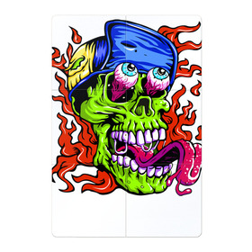 Магнитный плакат 2Х3 с принтом Cool skull в Тюмени, Полимерный материал с магнитным слоем | 6 деталей размером 9*9 см | Тематика изображения на принте: eyes | fire | flame | grin | jaw | skull | teeth | tongue | глаза | зубы | огонь | оскал | пасть | пламя | череп | язык