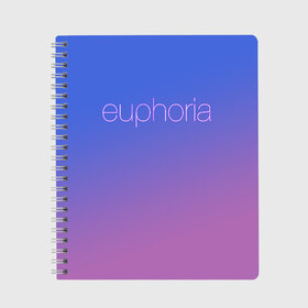 Тетрадь с принтом Euphoria в Тюмени, 100% бумага | 48 листов, плотность листов — 60 г/м2, плотность картонной обложки — 250 г/м2. Листы скреплены сбоку удобной пружинной спиралью. Уголки страниц и обложки скругленные. Цвет линий — светло-серый
 | Тематика изображения на принте: euphoria | hunter schafer | jules vaughn | rue bennett | zendaya | джулиус | джулс вон | зендайа | зендая | ру беннет | хантер шафер | эйфория