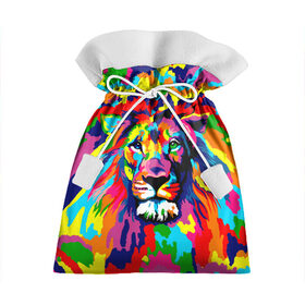 Подарочный 3D мешок с принтом Лев Artistic Art в Тюмени, 100% полиэстер | Размер: 29*39 см | king | lion | neon | африка | голова | граффити | грива | дикий | животные | зверь | зодиак | картина | король | краски | красочный | лев | львенок | львиное | львица | неон | неоновые | радуга | радужный | рисунок