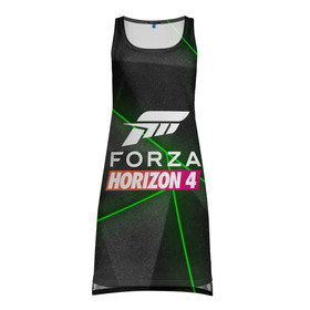 Платье-майка 3D с принтом Forza Horizon 4 Hi-tech в Тюмени, 100% полиэстер | полуприлегающий силуэт, широкие бретели, круглый вырез горловины, удлиненный подол сзади. | Тематика изображения на принте: 4 | forza | gamer | games | horizon | racing | ultimate | гонки | форза