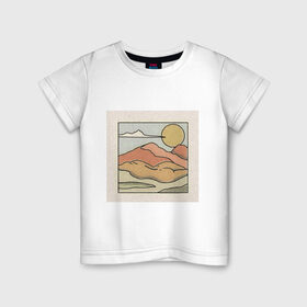 Детская футболка хлопок с принтом Пейзаж в Тюмени, 100% хлопок | круглый вырез горловины, полуприлегающий силуэт, длина до линии бедер | абстракция | закат | минимализм | пейзаж | ретро