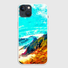 Чехол для iPhone 13 с принтом Японские горы в Тюмени,  |  | art | japan | summer | азия | акварель | восток | восход | горы | деревья | искусство | картина | краски | красочный | лес | летние | лето | мазки | небесный | облака | пейзаж | природа | разноцветные | рассвет