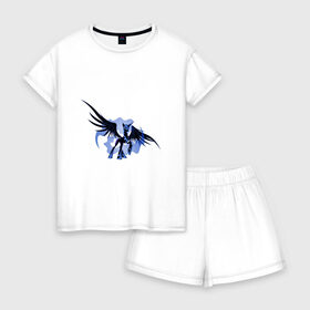 Женская пижама с шортиками хлопок с принтом Nightmare Moon в Тюмени, 100% хлопок | футболка прямого кроя, шорты свободные с широкой мягкой резинкой | злая луна | зло | луна