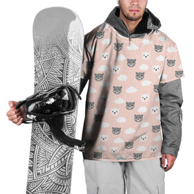 Накидка на куртку 3D с принтом МИШКИ в Тюмени, 100% полиэстер |  | девушкам | детская | детям | женская | животные | медведи | медведь | медвежата | медвежатки | милота | милый | мишка | мишки | небо | облака | паттерн