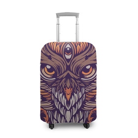 Чехол для чемодана 3D с принтом Сова в Арт-Деко в Тюмени, 86% полиэфир, 14% спандекс | двустороннее нанесение принта, прорези для ручек и колес | adventure | outdoor | арт | глаза | животные | злая | картинка | лес | плакат | приключения | природа | птица | рисунок | сова | хищная