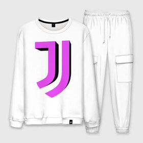 Мужской костюм хлопок с принтом Juventus 3D Logo Fuchsia (2021) в Тюмени, 100% хлопок | на свитшоте круглая горловина, мягкая резинка по низу. Брюки заужены к низу, на них два вида карманов: два “обычных” по бокам и два объемных, с клапанами, расположенные ниже линии бедра. Брюки с мягкой трикотажной резинкой на поясе и по низу штанин. В поясе для дополнительного комфорта — широкие завязки | 0x000000123 | juve | juventus | ronaldo | юве | ювентус