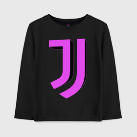 Детский лонгслив хлопок с принтом Juventus 3D Logo Fuchsia (2021) в Тюмени, 100% хлопок | круглый вырез горловины, полуприлегающий силуэт, длина до линии бедер | 0x000000123 | juve | juventus | ronaldo | юве | ювентус