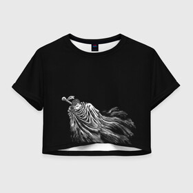 Женская футболка Crop-top 3D с принтом berserk в Тюмени, 100% полиэстер | круглая горловина, длина футболки до линии талии, рукава с отворотами | berserk | аниме | берсерк | гатс | манга | черный мечник