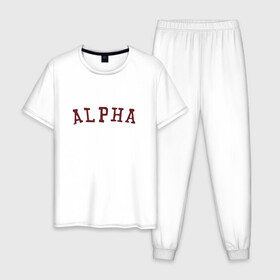 Мужская пижама хлопок с принтом ALPHA в Тюмени, 100% хлопок | брюки и футболка прямого кроя, без карманов, на брюках мягкая резинка на поясе и по низу штанин
 | alpha | альфа | кб | клуб романтики | макс | оборотень