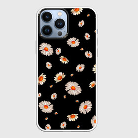 Чехол для iPhone 13 Pro Max с принтом Ромашки в ночи в Тюмени,  |  | blackandwhite | flowers | nature | pattern | summer | белыецветы | бутоны | девушкам | лепестки | летние | листья | ночные | ночь | паттерн | поле | природа | ретро | ромашки | ромашковое | россыпь | сад | узоры | флорист