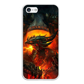 Чехол для iPhone 5/5S матовый с принтом Огненный Дракон в Тюмени, Силикон | Область печати: задняя сторона чехла, без боковых панелей | Тематика изображения на принте: drag | dragon | арт | динамическое | динозавр | дракон | красивое | фантастика