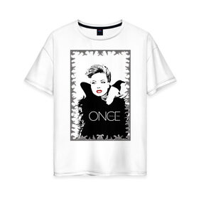 Женская футболка хлопок Oversize с принтом Злая Королева в Тюмени, 100% хлопок | свободный крой, круглый ворот, спущенный рукав, длина до линии бедер
 | evil queen | once upon a time | woman | ворон | женщина | злая королева | королева | однажды в сказке