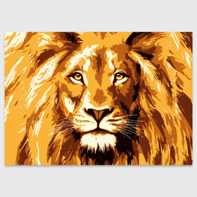 Поздравительная открытка с принтом Взгляд льва в Тюмени, 100% бумага | плотность бумаги 280 г/м2, матовая, на обратной стороне линовка и место для марки
 | арт | грива | деко | жедтая | животные | закат | зверей | золото | кошка | лев | лето | львенок | неоновая | очки | пляж | прайд | разноцветная | солнце | тигр | узоры | царь | яркие
