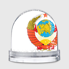 Снежный шар с принтом СССР в Тюмени, Пластик | Изображение внутри шара печатается на глянцевой фотобумаге с двух сторон | ussr | герб | звезда | коммунист | комсомол | кпсс | красный | ленин | лого | логотип | молот | надпись | патриот | республик | ретро | рсфср | серп | символ | снг | советский | советских | социалистических