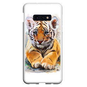 Чехол для Samsung S10E с принтом Tiger Art в Тюмени, Силикон | Область печати: задняя сторона чехла, без боковых панелей | art | blue | dinamic picture | lion | tiger | white | арт | животные | картинка | лев | рисунок | тигр