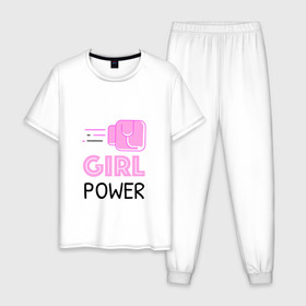 Мужская пижама хлопок с принтом GRL PWR (Z) в Тюмени, 100% хлопок | брюки и футболка прямого кроя, без карманов, на брюках мягкая резинка на поясе и по низу штанин
 | emancipatio | feminism | girl power | girl to the power | mint juleps | spice girls | девичья сила | детерминизм | дискриминации женщин | кретинизм | неравенства полов | фемина | феминизация | феминизм | феминистка | феминность