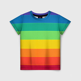 Детская футболка 3D с принтом Радуга (Z) в Тюмени, 100% гипоаллергенный полиэфир | прямой крой, круглый вырез горловины, длина до линии бедер, чуть спущенное плечо, ткань немного тянется | rainbow | summer | ирида | летняя | радуга | радужный | разноцветная | семицвет | яркая