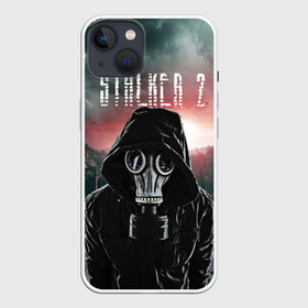 Чехол для iPhone 13 с принтом Stalker 2 Зона в Тюмени,  |  | chernobyl | атмосфера | атмосферная | аэс | в противогазе | вторая часть | выброс | выход | выхода | дата | ждалкер | зона | лого | молнии | мрак | надпись | отчуждения | пейзаж | противогаз | солдат | сталкер