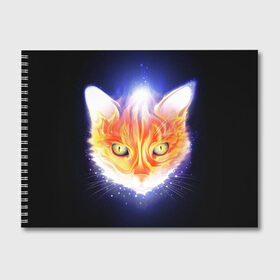 Альбом для рисования с принтом Сеяющий кот в Тюмени, 100% бумага
 | матовая бумага, плотность 200 мг. | звёзды | кот | сеяние | чёрный фон