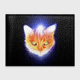 Обложка для студенческого билета с принтом Сеяющий кот в Тюмени, натуральная кожа | Размер: 11*8 см; Печать на всей внешней стороне | звёзды | кот | сеяние | чёрный фон