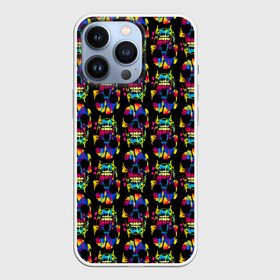 Чехол для iPhone 13 Pro с принтом Pattern в Тюмени,  |  | Тематика изображения на принте: jaw | neon | pattern | skull | teeth | vanguard | авангард | зубы | неон | пасть | узор | череп